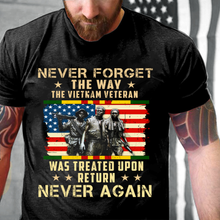 Load image into Gallery viewer, Never Forget The Way The Vietnam Veteran Was Treated Upon Return Never Again T-Shirt
