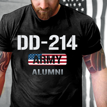 Load image into Gallery viewer, USA Flag DD-214 US Army Veteran Alumni T-Shirt