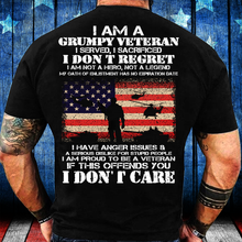 Load image into Gallery viewer, I Am A Grumpy Veteran I Don't Care T-Shirt