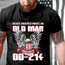 Load image into Gallery viewer, Never Underestimate An Old Man Who Has A DD-214 ATM-USVET62 T-Shirt