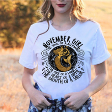 Load image into Gallery viewer, November Girl The Soul Of A Mermaid The Fire Of Lioness Ladies T-Shirt