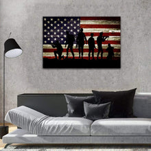 Load image into Gallery viewer, American Flag Canvas Wall Military Soldiers Army Matte Canvas