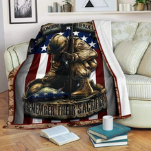 Load image into Gallery viewer, Veteran Blanket Honoring Our Heroes Remember Their Sacrifice ATM-USBL80 Fleece Blanket