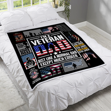 Load image into Gallery viewer, Veterans Blanket - I'm A Veteran Dad Just Like A Normal Dad Except Much Cooler Fleece Blanket