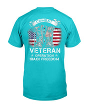 Load image into Gallery viewer, Combat Veteran Iraqi Freedom Military American Flag Gift T-Shirt