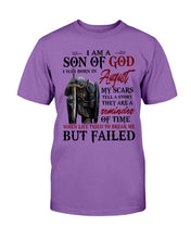 Load image into Gallery viewer, I Am A Son Of God I Was Born In August My Scars Tell A Story They Are A Reminder Of Time T-Shirt