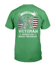 Load image into Gallery viewer, Combat Veteran Iraqi Freedom Military American Flag Gift T-Shirt