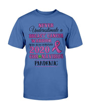 Load image into Gallery viewer, Never Underestimate A Breast Cancer Warrior Who Also Survived 2020 T-Shirt