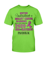 Load image into Gallery viewer, Never Underestimate A Breast Cancer Warrior Who Also Survived 2020 T-Shirt