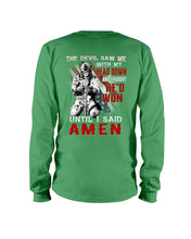 Load image into Gallery viewer, Veterans Shirt - The Devil Saw Me With Head Down And Thought He'd Won Until I Said Amen Long Sleeve