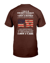 Load image into Gallery viewer, I Am A Grumpy Veteran I Don't Care T-Shirt