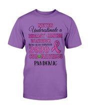 Load image into Gallery viewer, Never Underestimate A Breast Cancer Warrior Who Also Survived 2020 T-Shirt