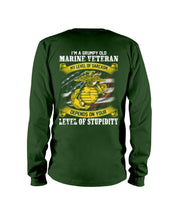 Load image into Gallery viewer, I'm A Grumpy Old Marine Veteran My Level Of Sarcasm Depends On Your Level Of Stupidity T-shirt