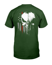 Load image into Gallery viewer, Vert Skull Thin Red Line T-Shirt