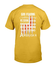 Load image into Gallery viewer, God Fearing Veteran Supporting Freedom Loving T-Shirt