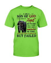 Load image into Gallery viewer, I Am A Son Of God I Was Born In August My Scars Tell A Story They Are A Reminder Of Time T-Shirt