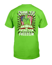 Load image into Gallery viewer, Thank You For Your Service Sacrifice And Patriotism T-Shirt