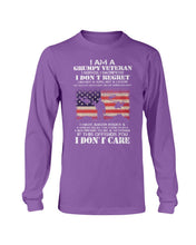Load image into Gallery viewer, I Am A Grumpy Veteran I Don't Care Long Sleeve