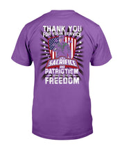 Load image into Gallery viewer, Thank You For Your Service Sacrifice And Patriotism T-Shirt