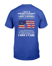 Load image into Gallery viewer, I Am A Grumpy Veteran I Don't Care T-Shirt