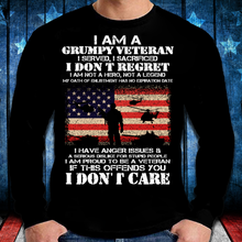 Load image into Gallery viewer, I Am A Grumpy Veteran I Don't Care Long Sleeve
