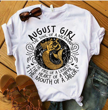 Load image into Gallery viewer, August Girl The Soul Of A Mermaid The Fire Of Lioness T-Shirt
