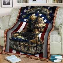 Load image into Gallery viewer, Veteran Blanket Honoring Our Heroes Remember Their Sacrifice ATM-USBL80 Fleece Blanket
