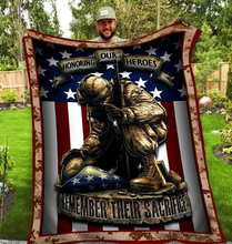 Load image into Gallery viewer, Veteran Blanket Honoring Our Heroes Remember Their Sacrifice ATM-USBL80 Fleece Blanket
