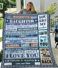 Load image into Gallery viewer, HAQT02 - Personalized Blanket To My Beautiful Daughter To Smile More, Worry Less, Gift For Daughter Fleece Blanket
