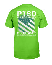 Load image into Gallery viewer, PTSD Awareness Shirt In This Family No One Fights Alone T-Shirt
