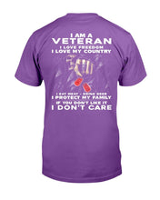 Load image into Gallery viewer, I Am A Veteran I Love Freedom I Love My Country T-Shirt
