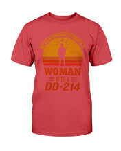 Load image into Gallery viewer, Female Veteran Never Underestimate A Woman With A DD-214 T-Shirt
