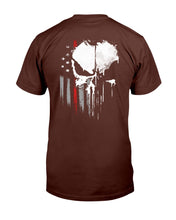 Load image into Gallery viewer, Vert Skull Thin Red Line T-Shirt
