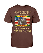 Load image into Gallery viewer, Never Forget The Way The Vietnam Veteran Was Treated Upon Return Never Again T-Shirt
