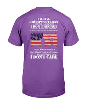 Load image into Gallery viewer, I Am A Grumpy Veteran I Don't Care T-Shirt
