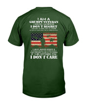 Load image into Gallery viewer, I Am A Grumpy Veteran I Don't Care T-Shirt

