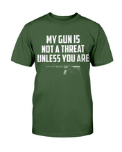 Load image into Gallery viewer, My Guns Is Not A Threat Unless You Are T-Shirt
