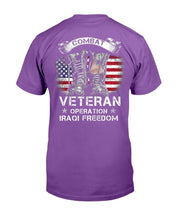 Load image into Gallery viewer, Combat Veteran Iraqi Freedom Military American Flag Gift T-Shirt
