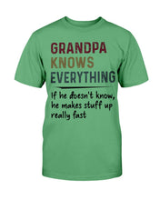 Load image into Gallery viewer, Grandpa Knows Everything If He Doesn't Know He Makes Stuff Up Really Fast T-Shirt
