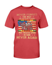 Load image into Gallery viewer, Never Forget The Way The Vietnam Veteran Was Treated Upon Return Never Again T-Shirt

