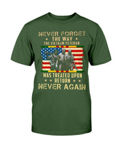 Load image into Gallery viewer, Never Forget The Way The Vietnam Veteran Was Treated Upon Return Never Again T-Shirt
