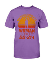 Load image into Gallery viewer, Female Veteran Never Underestimate A Woman With A DD-214 T-Shirt
