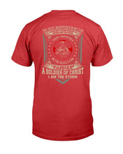 Load image into Gallery viewer, The Devil Whispered In My Ear A Soldier Of Christ I Am The Storm T-Shirt
