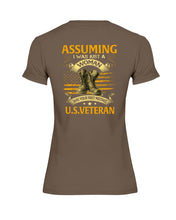 Load image into Gallery viewer, Assuming I Was Just A Woman Was Your First Mistake U.S. Veteran Ladies T-Shirt
