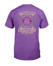 Load image into Gallery viewer, The Devil Whispered In My Ear A Soldier Of Christ I Am The Storm T-Shirt
