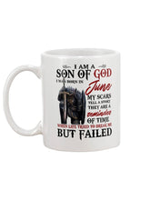 Load image into Gallery viewer, I Am A Son Of God I Was Born In June My Scars Tell A Story They Are A Reminder Of Time Mug

