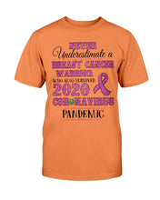 Load image into Gallery viewer, Never Underestimate A Breast Cancer Warrior Who Also Survived 2020 T-Shirt
