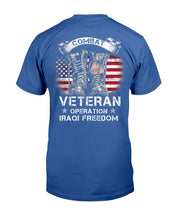 Load image into Gallery viewer, Combat Veteran Iraqi Freedom Military American Flag Gift T-Shirt
