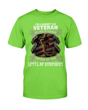 Load image into Gallery viewer, I'm A Grumpy Old Veteran My Level Of Sarcasm Depends On Your Level Of Stupidity T-Shirt
