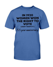 Load image into Gallery viewer, In 1920 Women Won The Right To Vote 100 Year Anniversary T-Shirt
